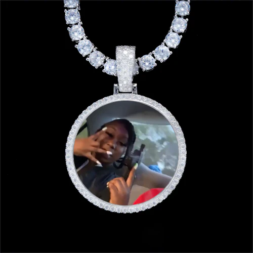 925S & VVS Moissanite 3D Circle Custom Picture Pendant