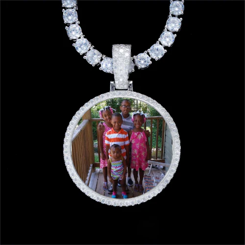 925S & VVS Moissanite 3D Circle Custom Picture Pendant