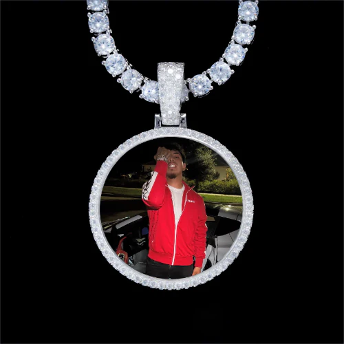 925S & VVS Moissanite 3D Circle Custom Picture Pendant