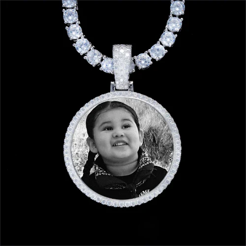 925S & VVS Moissanite 3D Circle Custom Picture Pendant