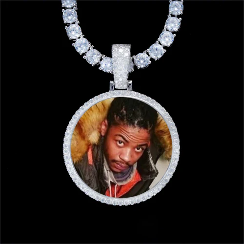 925S & VVS Moissanite 3D Circle Custom Picture Pendant