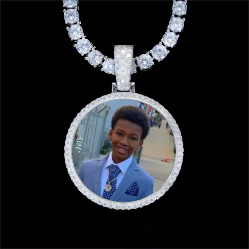 925S & VVS Moissanite 3D Circle Custom Picture Pendant