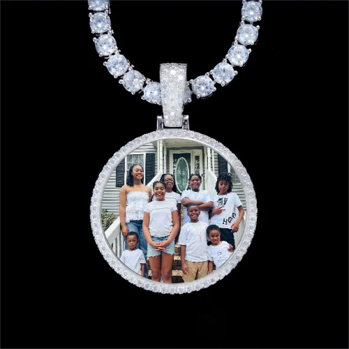 925S & VVS Moissanite 3D Circle Custom Picture Pendant