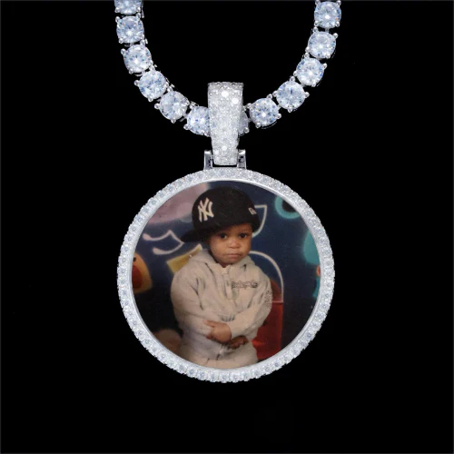 925S & VVS Moissanite 3D Circle Custom Picture Pendant