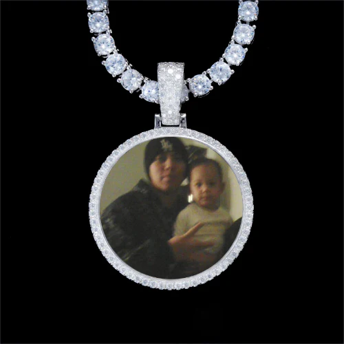 925S & VVS Moissanite 3D Circle Custom Picture Pendant