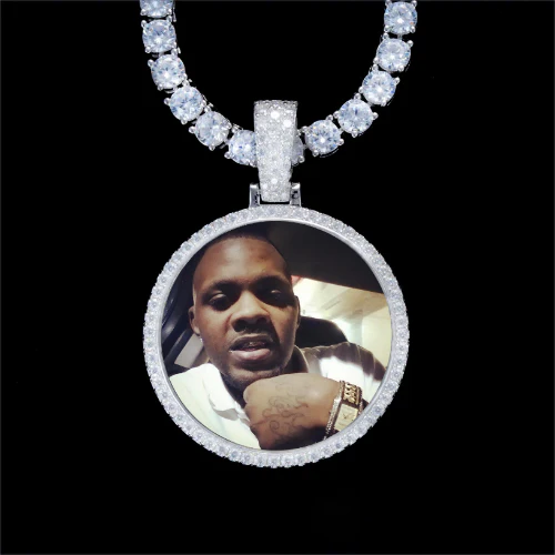 925S & VVS Moissanite 3D Circle Custom Picture Pendant