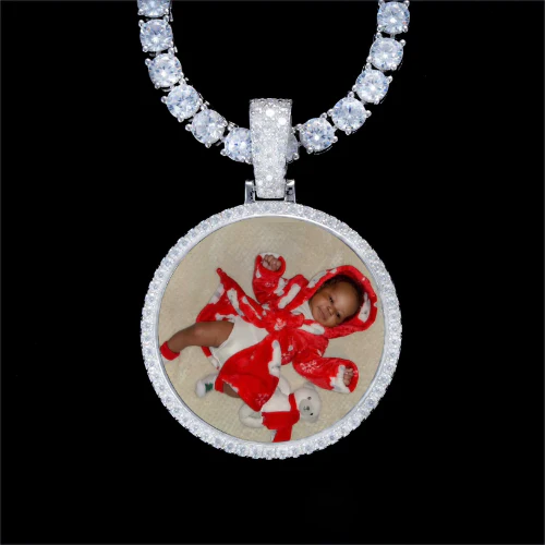 925S & VVS Moissanite 3D Circle Custom Picture Pendant