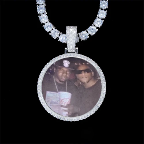 925S & VVS Moissanite 3D Circle Custom Picture Pendant