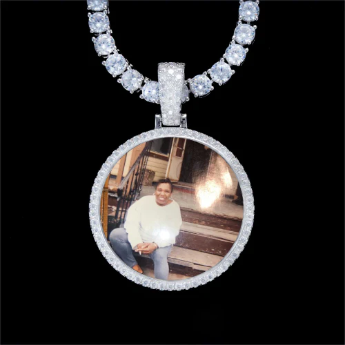 925S & VVS Moissanite 3D Circle Custom Picture Pendant