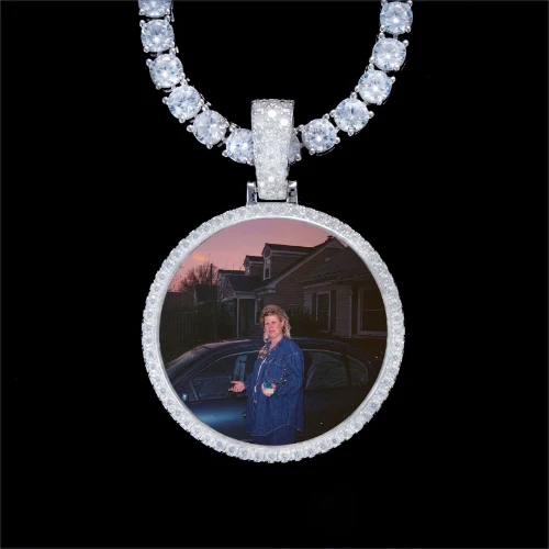 925S & VVS Moissanite 3D Circle Custom Picture Pendant