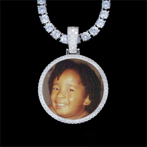 925S & VVS Moissanite 3D Circle Custom Picture Pendant