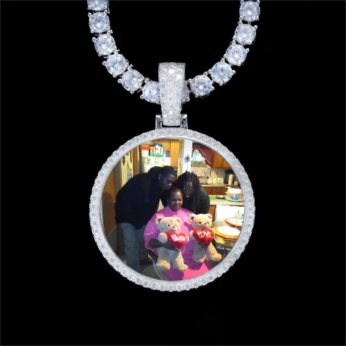 925S & VVS Moissanite 3D Circle Custom Picture Pendant