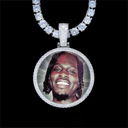 925S & VVS Moissanite 3D Circle Custom Picture Pendant