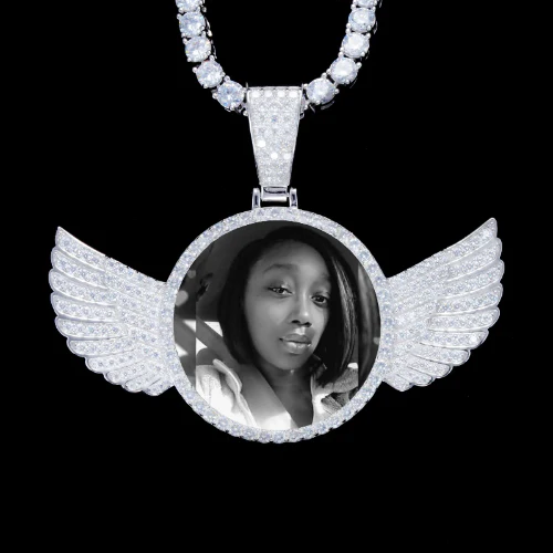 925S & VVS Moissanite 3D Wing Custom Picture Pendant