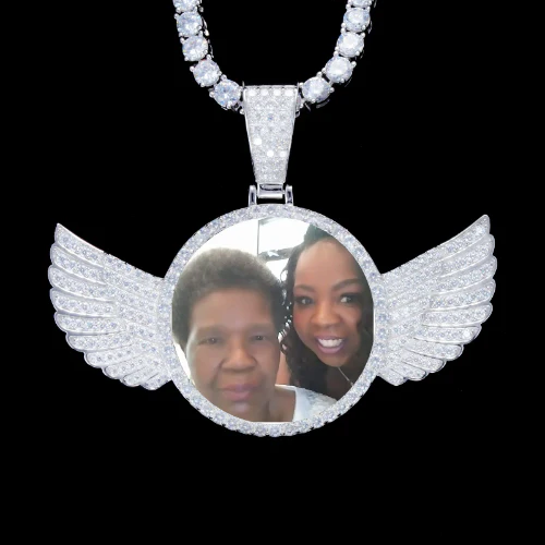 925S & VVS Moissanite 3D Wing Custom Picture Pendant