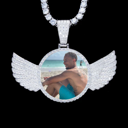 925S & VVS Moissanite 3D Wing Custom Picture Pendant