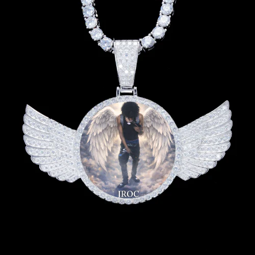 925S & VVS Moissanite 3D Wing Custom Picture Pendant