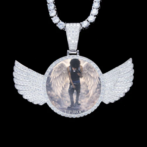 925S & VVS Moissanite 3D Wing Custom Picture Pendant