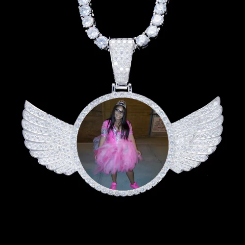 925S & VVS Moissanite 3D Wing Custom Picture Pendant