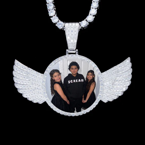 925S & VVS Moissanite 3D Wing Custom Picture Pendant