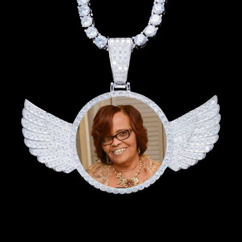 925S & VVS Moissanite 3D Wing Custom Picture Pendant