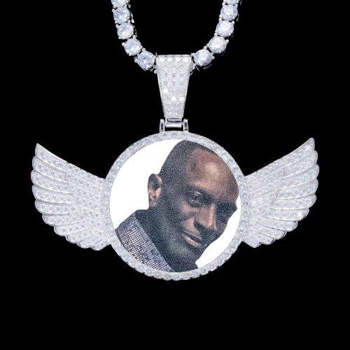 925S & VVS Moissanite 3D Wing Custom Picture Pendant