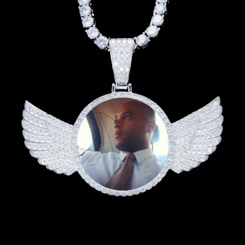 925S & VVS Moissanite 3D Wing Custom Picture Pendant
