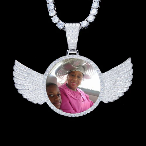 925S & VVS Moissanite 3D Wing Custom Picture Pendant