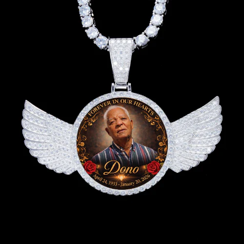 925S & VVS Moissanite 3D Wing Custom Picture Pendant