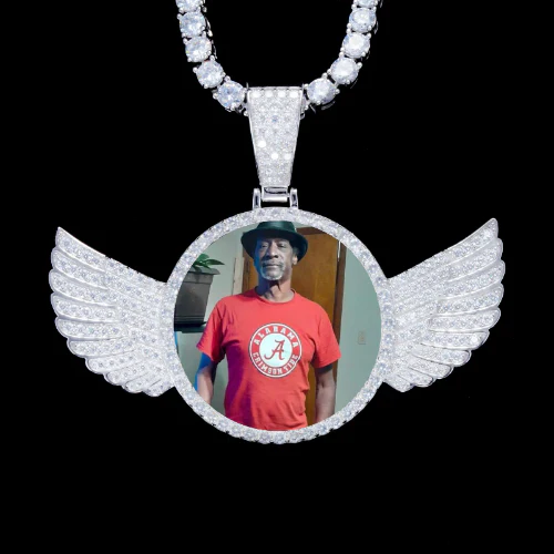 925S & VVS Moissanite 3D Wing Custom Picture Pendant