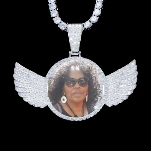 925S & VVS Moissanite 3D Wing Custom Picture Pendant