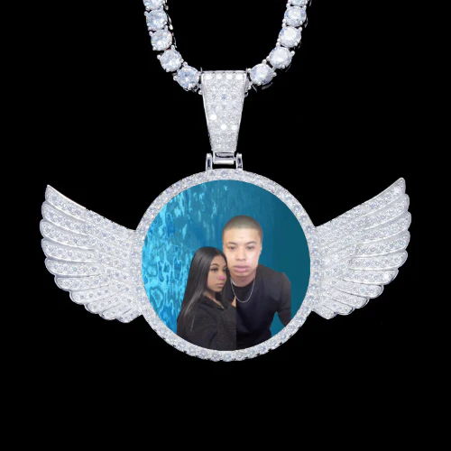 925S & VVS Moissanite 3D Wing Custom Picture Pendant