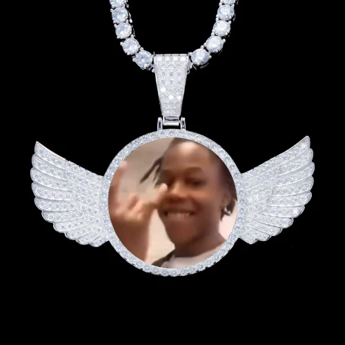 925S & VVS Moissanite 3D Wing Custom Picture Pendant