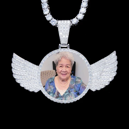 925S & VVS Moissanite 3D Wing Custom Picture Pendant