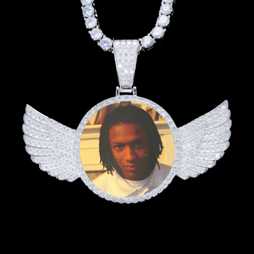 925S & VVS Moissanite 3D Wing Custom Picture Pendant