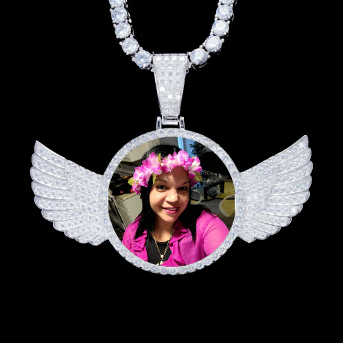925S & VVS Moissanite 3D Wing Custom Picture Pendant