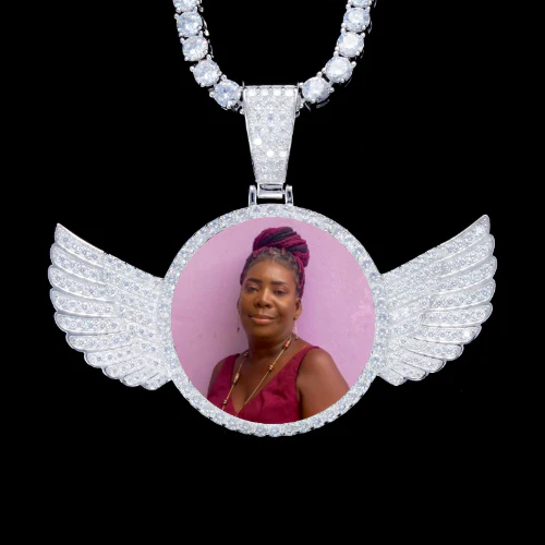 925S & VVS Moissanite 3D Wing Custom Picture Pendant