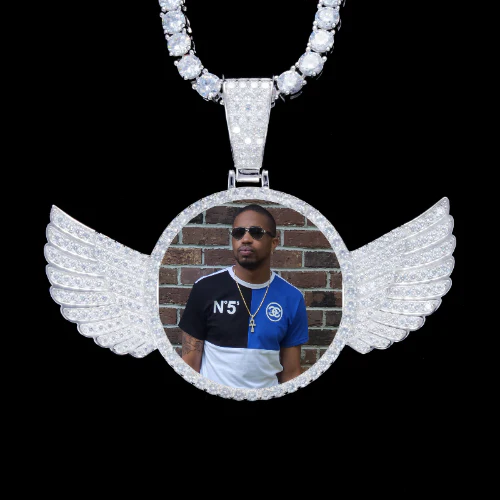 925S & VVS Moissanite 3D Wing Custom Picture Pendant