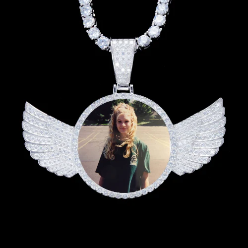 925S & VVS Moissanite 3D Wing Custom Picture Pendant