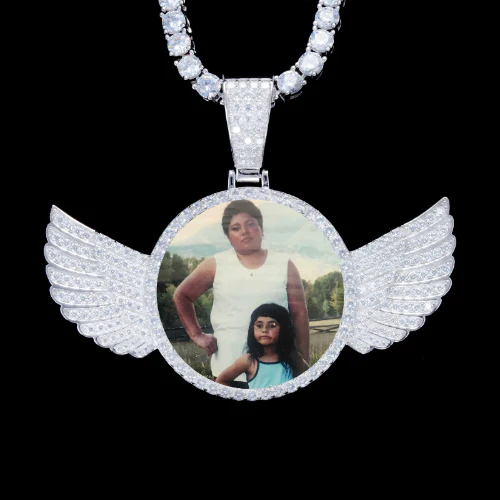 925S & VVS Moissanite 3D Wing Custom Picture Pendant