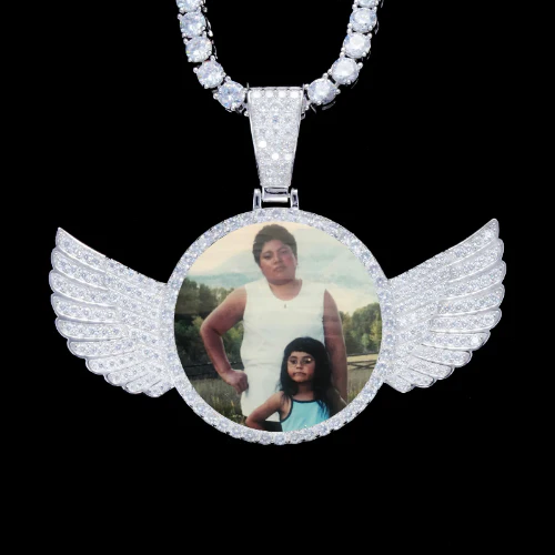925S & VVS Moissanite 3D Wing Custom Picture Pendant
