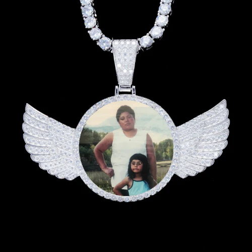 925S & VVS Moissanite 3D Wing Custom Picture Pendant