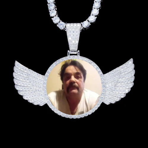 925S & VVS Moissanite 3D Wing Custom Picture Pendant