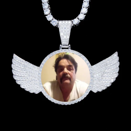 925S & VVS Moissanite 3D Wing Custom Picture Pendant