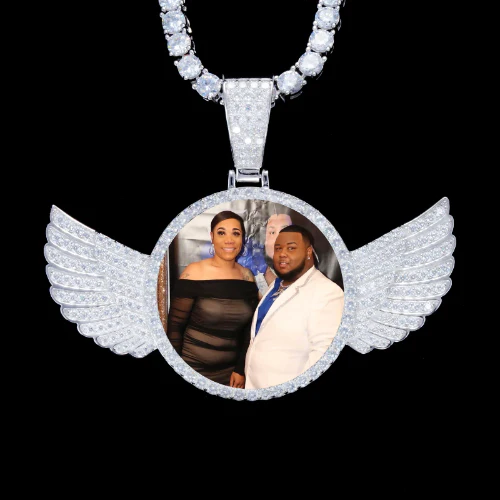 925S & VVS Moissanite 3D Wing Custom Picture Pendant
