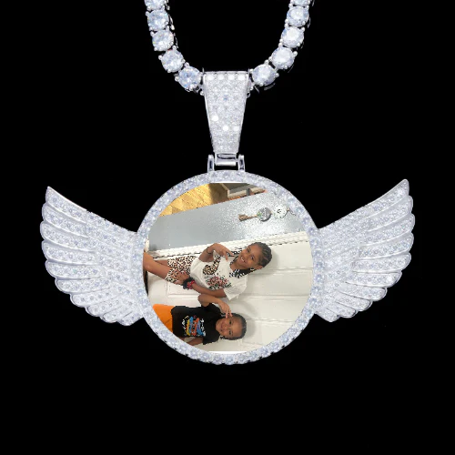 925S & VVS Moissanite 3D Wing Custom Picture Pendant