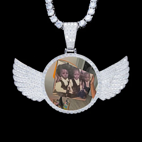 925S & VVS Moissanite 3D Wing Custom Picture Pendant