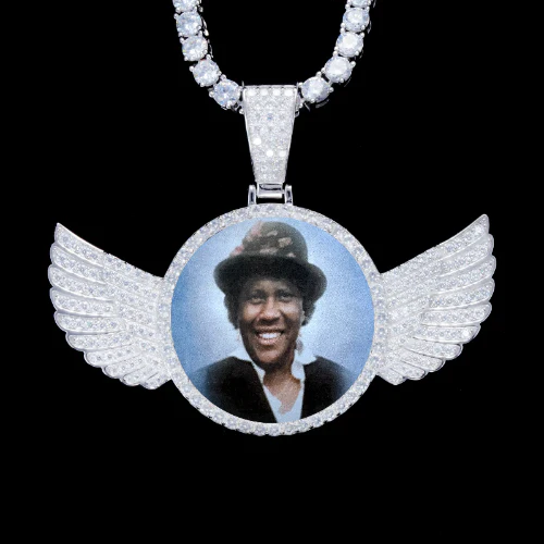 925S & VVS Moissanite 3D Wing Custom Picture Pendant