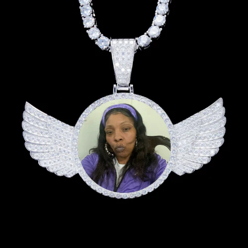 925S & VVS Moissanite 3D Wing Custom Picture Pendant
