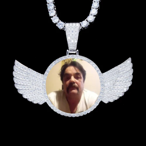 925S & VVS Moissanite 3D Wing Custom Picture Pendant